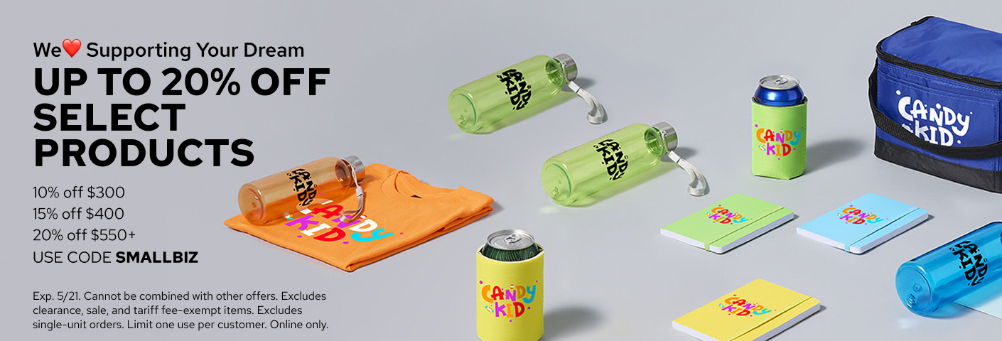 Up to 20% off select promotional products